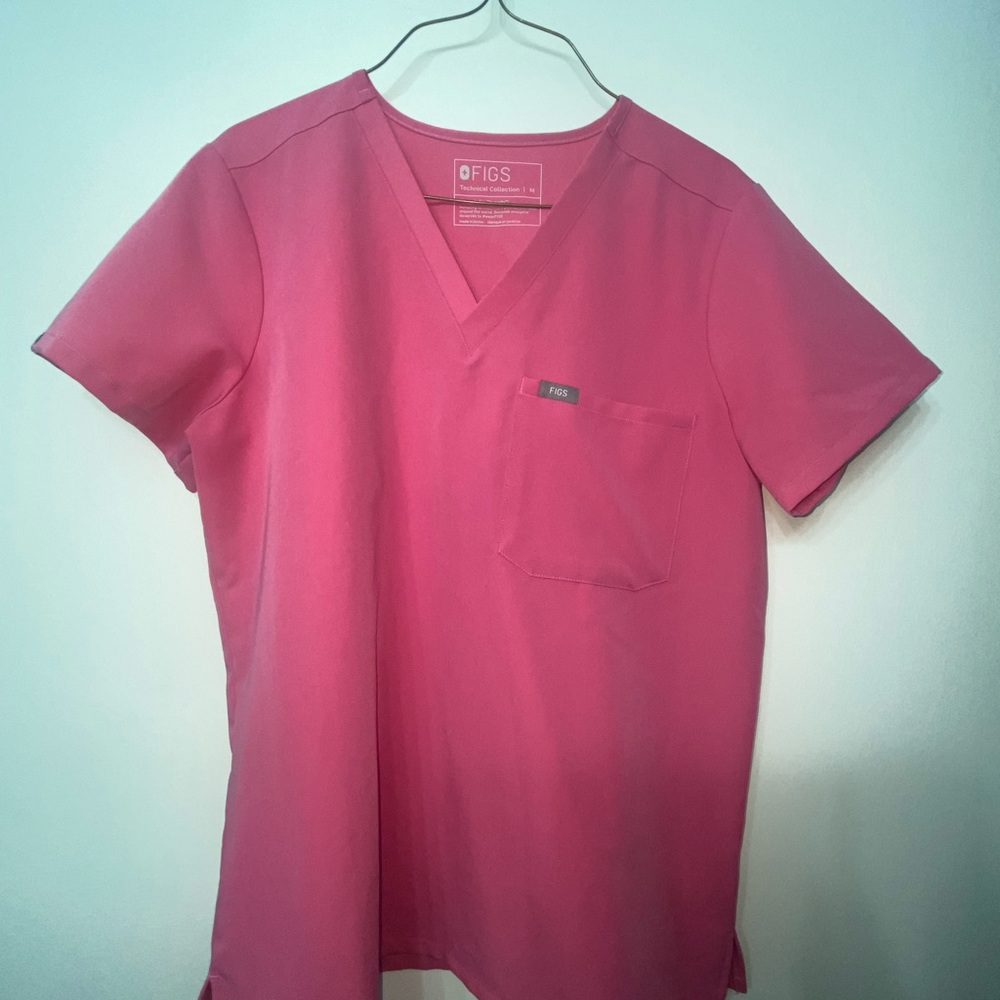 FIGS Women's Pink V-Neck Medical Scrub Top